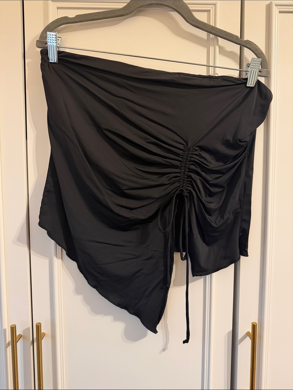 Lulu's Black Ruched Strapless Shirt